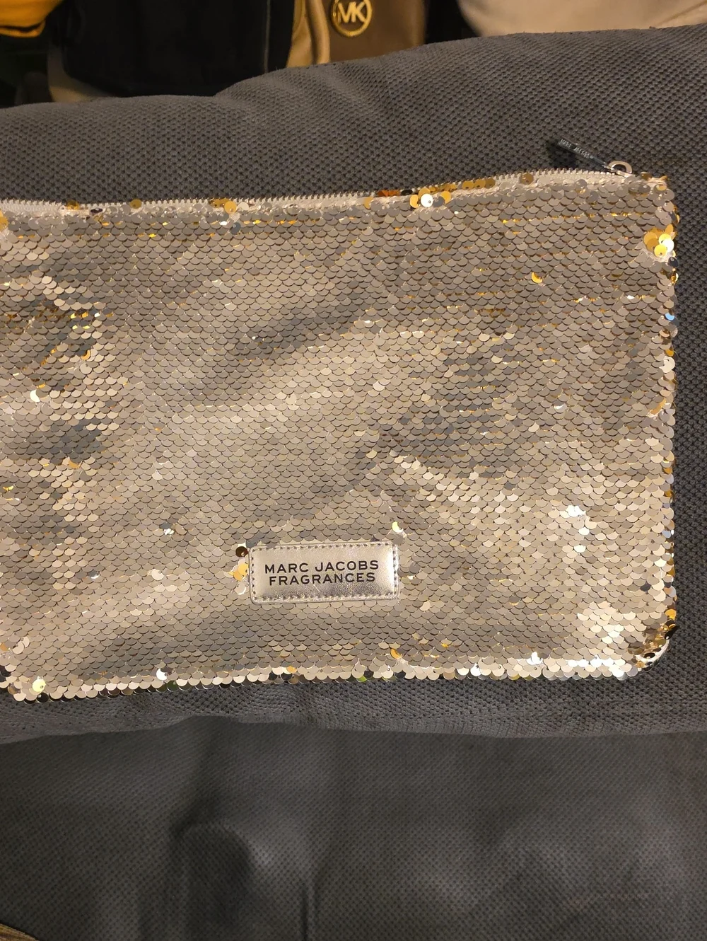 Marc Jacobs Fragrance Silver Sequin Cosmetic Pouch